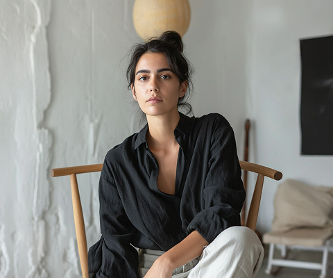 A image of a concrete sphere, balanced between two other larger spheres